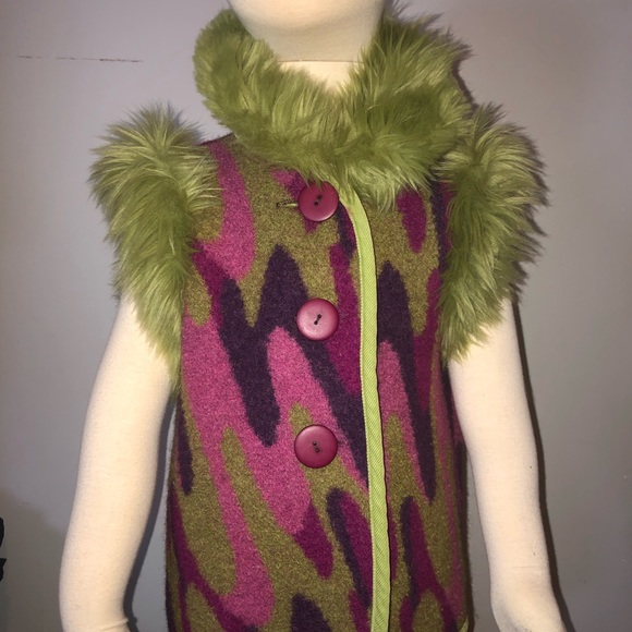 Koochi Ku Other - Koochi Ku Girls’ Jacket Vest Faux Shag Trim Sz 4/5